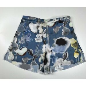 NWT Samantha Chang Silky Pajama Shorts Small Women's Blue Floral Morning Glory